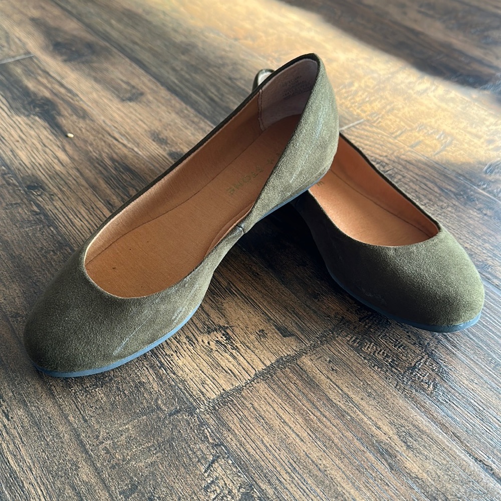 Dark olive green flats